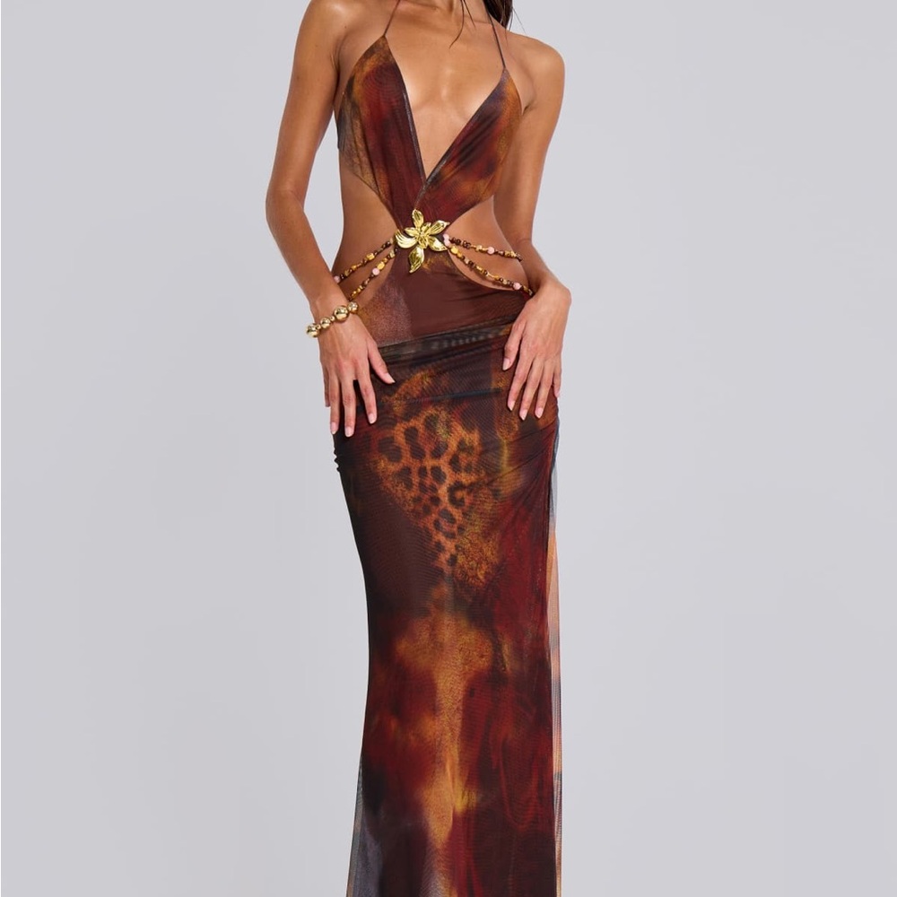 Jaded London Backless Brown Maxi Dress
